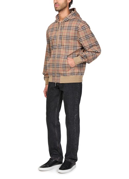 BURBERRY Check cotton blend hoodie