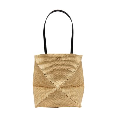 Puzzle Fold Tote in raffia