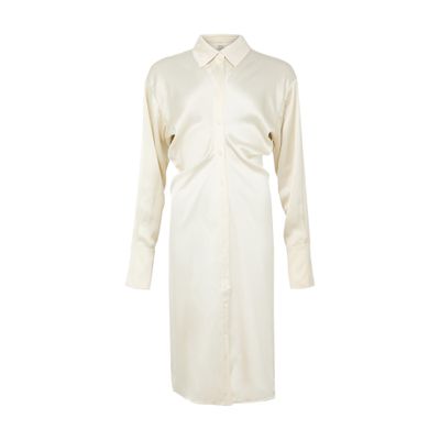 Totême Slouch Satin Knee-length Shirtdress In White