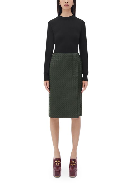 BOTTEGA VENETA Intrecciato leather skirt