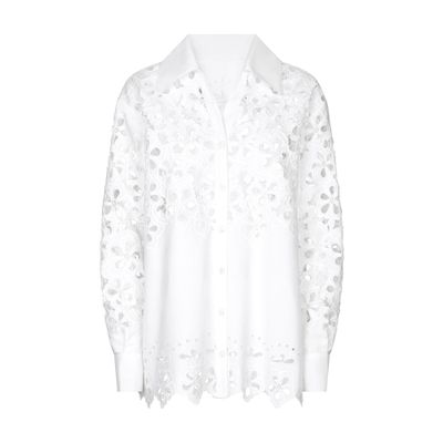 Dolce & Gabbana Oversize Cotton Shirt With Cut-out Detailing In White