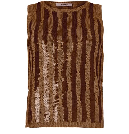 MAX MARA Golia linen knitted tank top with embroidered sequin