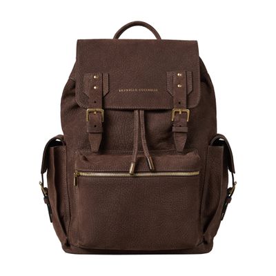 Brunello Cucinelli Nubuck Backpack In Brown
