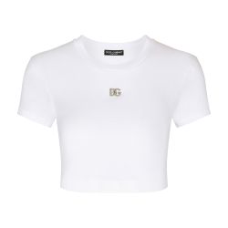 Women s Short Jersey T Shirt with DG Logo DOLCE GABBANA 24S