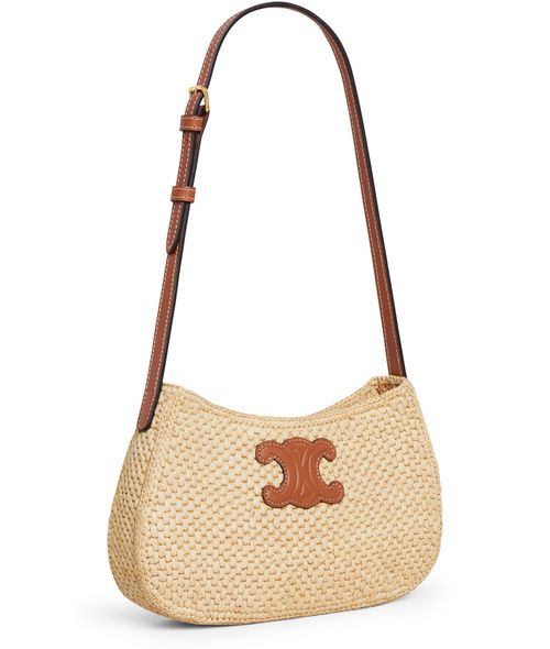 CELINE Medium Tilly bag in raffia and calfskin