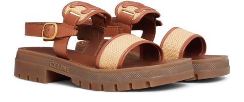 CELINE Celine Clea Triomphe sandals in raffia and calfskin