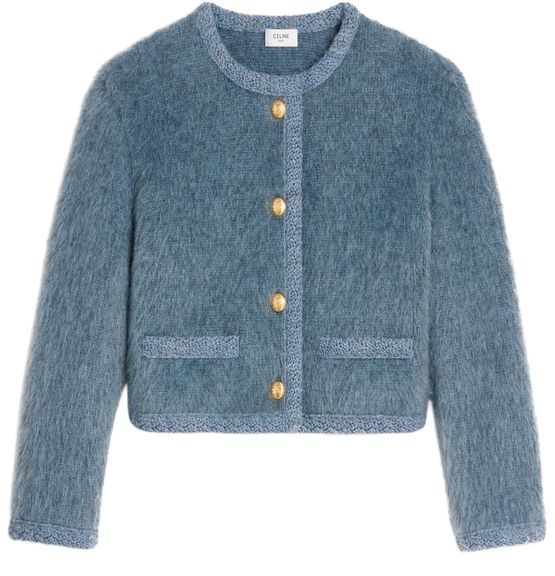 Celine - Cardigan in Brushed Mohair Blue for Women - Size S Int - 24S