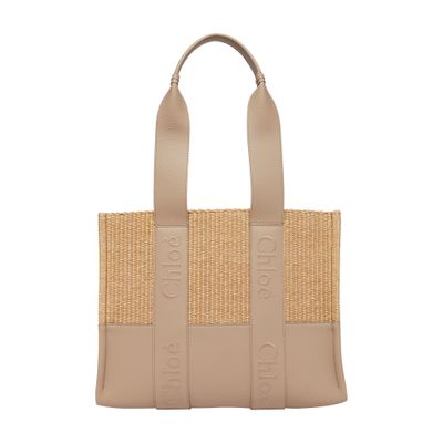 Chloé Woody Tote Bag In Neutral