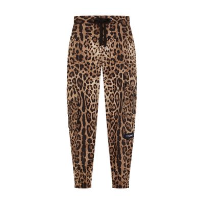 Dolce & Gabbana Cargo-style Jogging Pants With Leopard Print In Multicolor