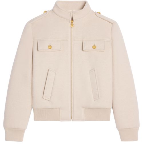 CELINE Blouson jacket with stand-up collar in double faced cashmere