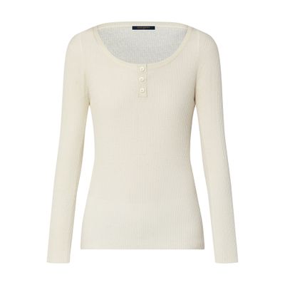 Louis Vuitton Ribbed Henley Top In Beige