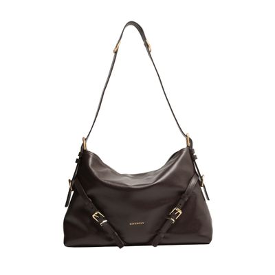 Givenchy Voyou Medium Shiny Leather Bag In Brown