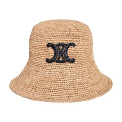 Triomphe bucket hat in raffia
