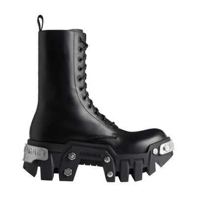 Balenciaga Bulldozer Platform Leather Boots In Black_silver