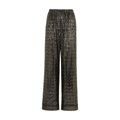 Dolce & Gabbana Sequin-embellished Wide-leg Pants In Silver