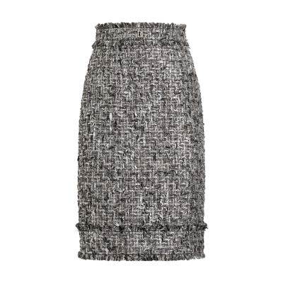 Dolce & Gabbana Raschel Tweed Midi Pencil Skirt In Multicolor
