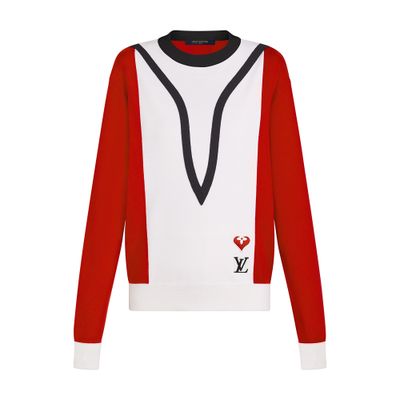 Louis Vuitton Old School Color Block Sweater In Red