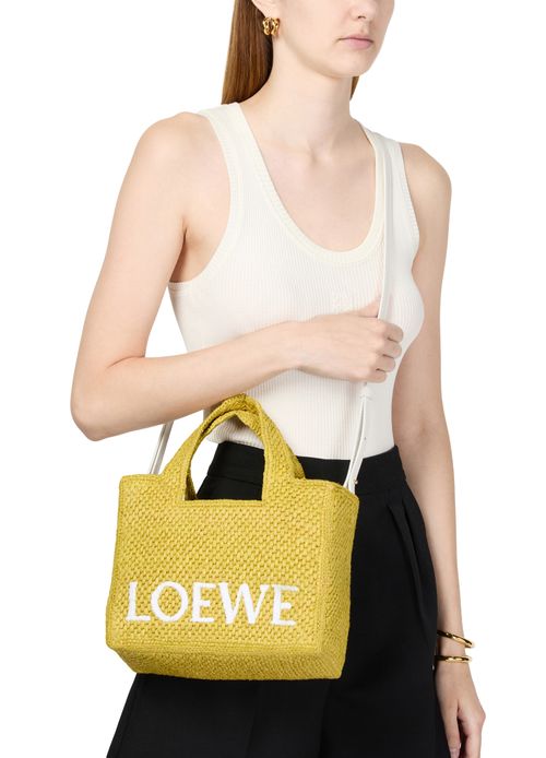 LOEWE Petit Loewe Font Tote en raphia