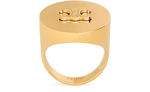 CELINE Triomphe signet金色饰面黄铜戒指
