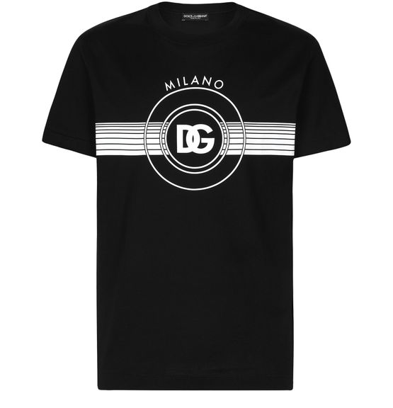 Dolce & Gabbana DG プリント 半袖Tシャツ ブラック Tシャツ コットン D&Gプリント
