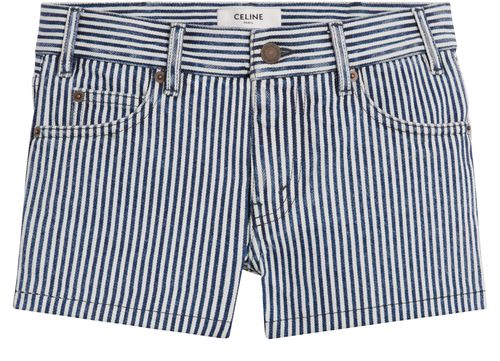 CELINE Mini shorts in heavy stripe cotton