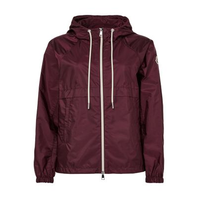 Moncler Coquelicot Hooded Nylon Casual Jacket In Burgundy