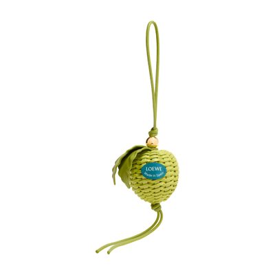 Loewe Granny Apple Leather And Gold-tone Bag Charm In Green