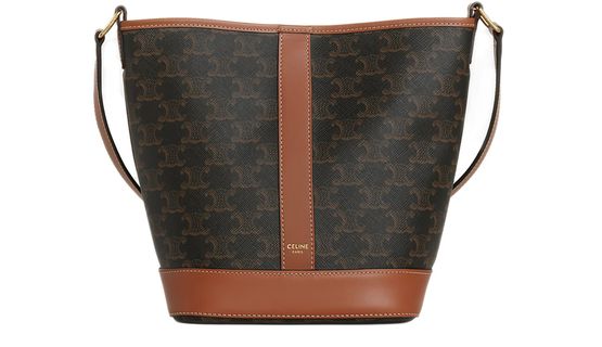 Women's Small bucket in triomphe canvas and calfskin, CELINE