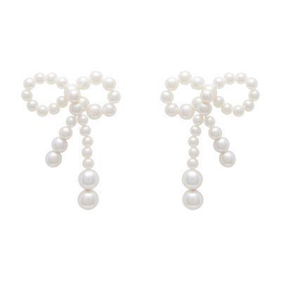 Shop Sophie Bille Brahe Rosette De Perles Earrings In White