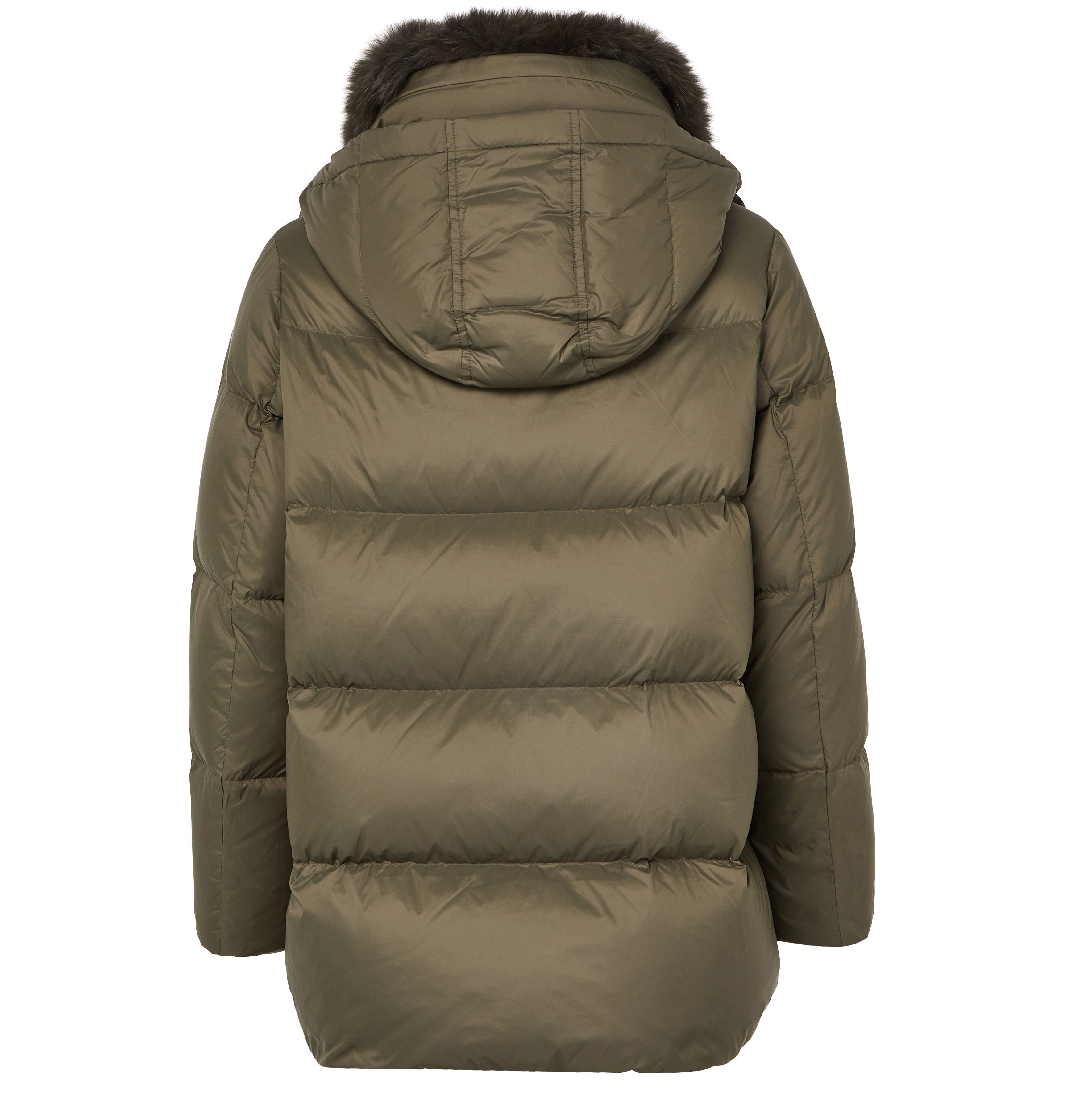 Hooded puffer jacket with a fox fur collar thumbnail 3
