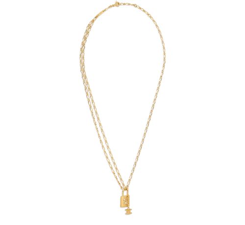 CELINE Triomphe lock necklace in brass with gold finish