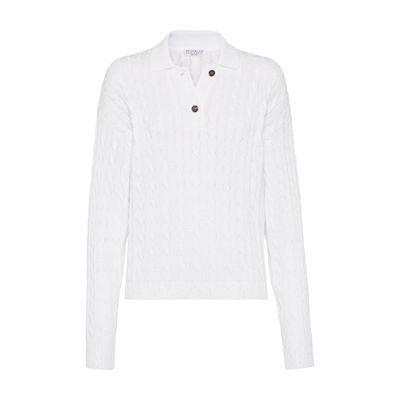 Brunello Cucinelli Dazzling Cables Sweater In White