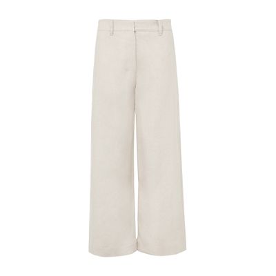 S Max Mara Cotton And Linen Straight-leg Pants In White