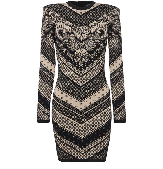 Balmainのブラックフィットツイードミニドレス