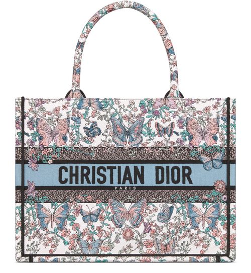 DIOR Mittelgroße Dior Book Tote Toile de Jouy Papillon Stickerei
