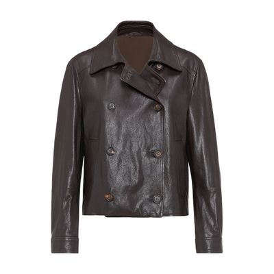 Brunello Cucinelli Cropped Caban Casual Jackets And Parka Brown In Brown
