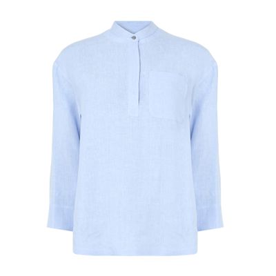 S Max Mara Linen Blouse In Blue