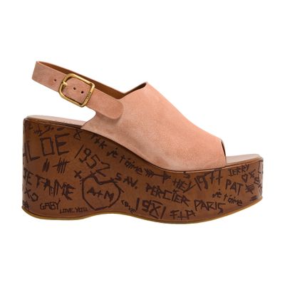 Chloé Maxime Suede Slingback Platform Mules In Pink