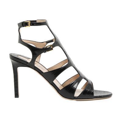Tom Ford 85mm Tejus Croc Embossed Leather Sandals In Black