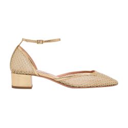 【Aquazzura】 Asha 35レザートリムメッシュパンプス Black Asha 35 suede-trimmed mesh pumps | AQUAZZURA | NET-A