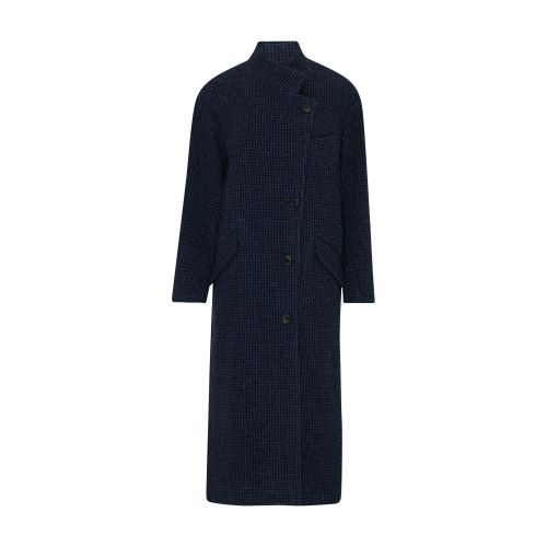 Isabel Marant Étoile Sabine Houndstooth Coat In Navy