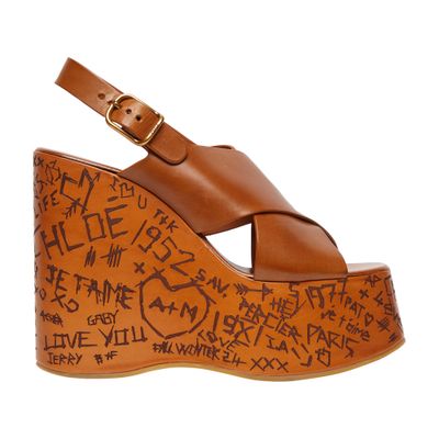 Shop Chloé Maxime Wedge Sandals 130 In Brown
