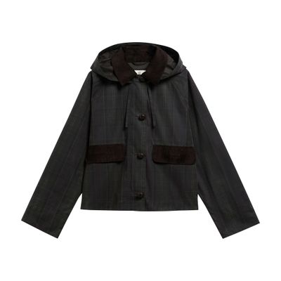 Barbour Adina Checked Waxed Jacket In Green