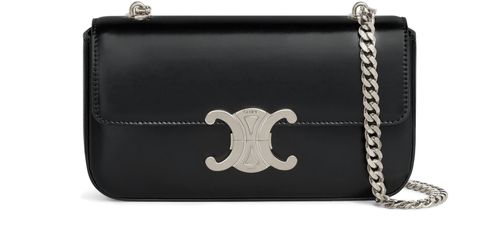 CELINE Triomphe shoulder bag in shiny calfskin with chain