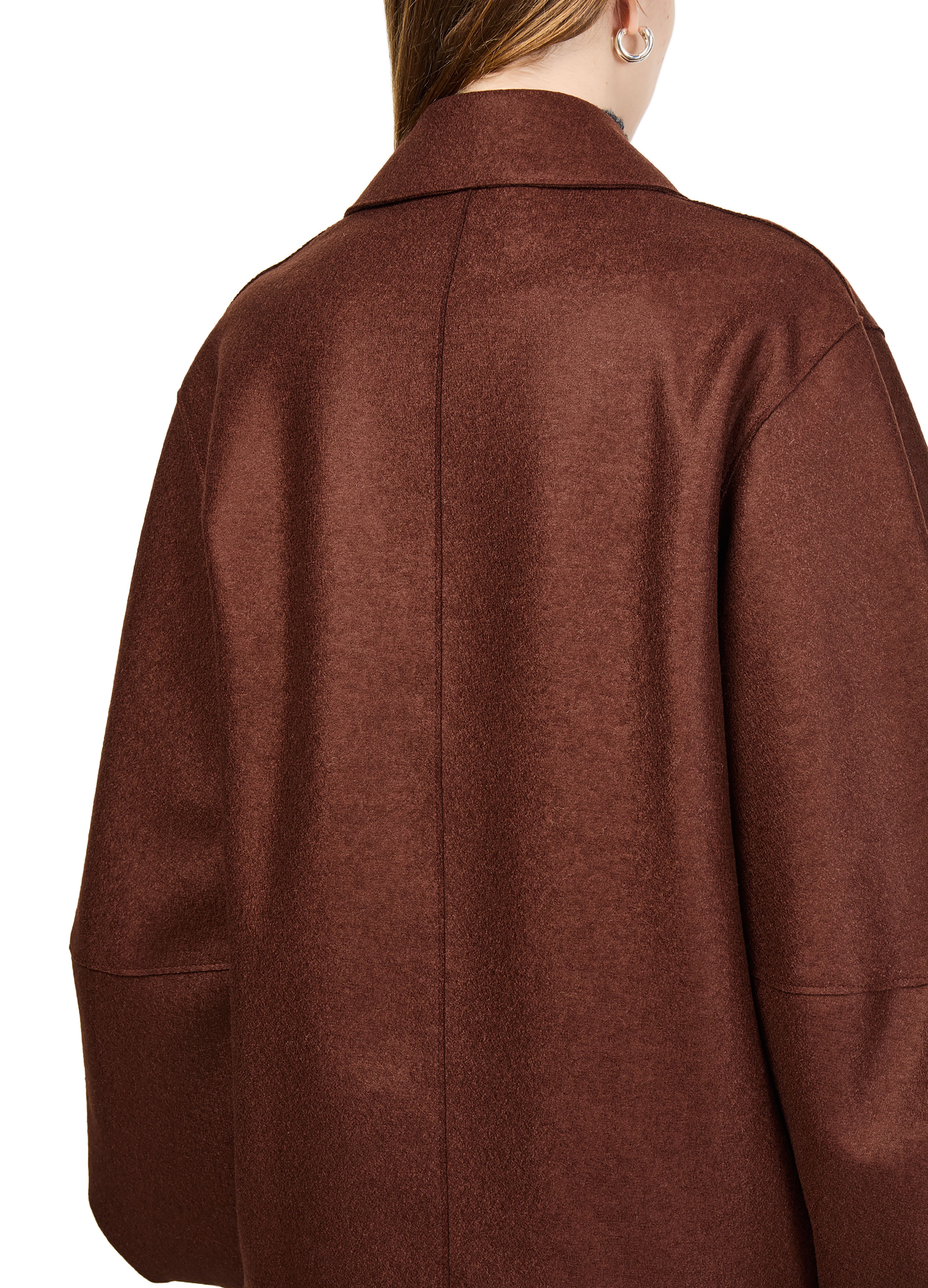 Puff-sleeved jacket in pressed wool thumbnail 5