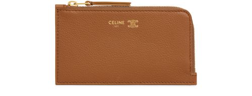 CELINE Long zipped card holder in supple grained calfskin