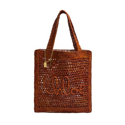Chloé Summer Banana Crochet Tote Bag In Brown