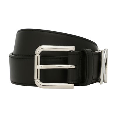Dolce & Gabbana Kim Dolce&gabbana Logo-lettering Leather Belt In Black_nickel
