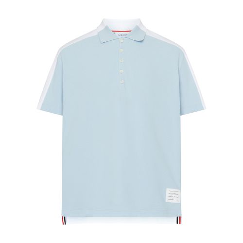 Thom Browne Trompe L' Oeil Cotton Polo Shirt In Light_blue_white