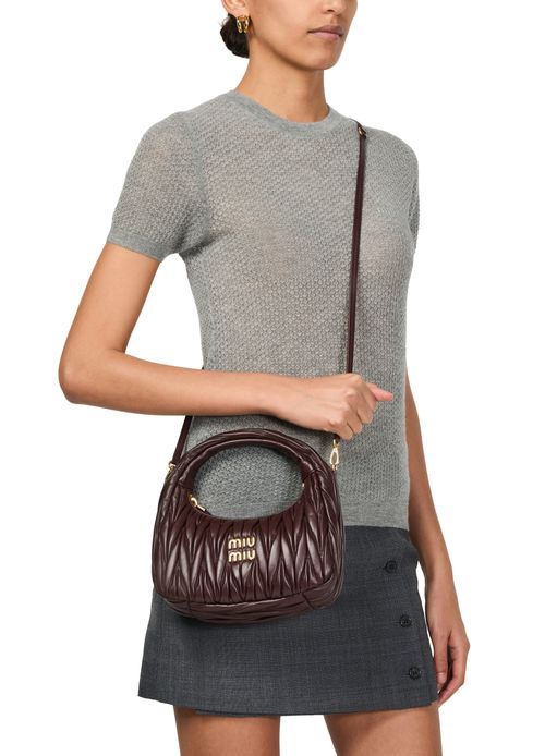 MIU MIU Wander quilted nappa leather hobo bag